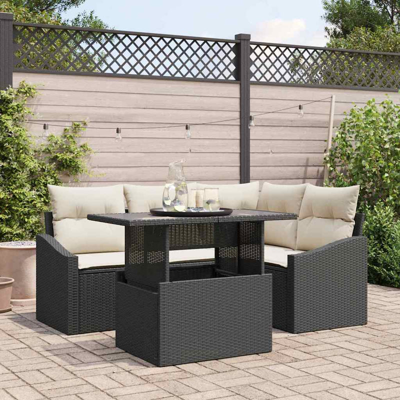 Set de canapele pentru grădină 5 buc. Negru și Crem