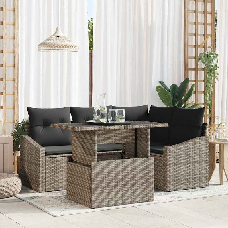 Set de canapele pentru grădină 5 buc. Gri
