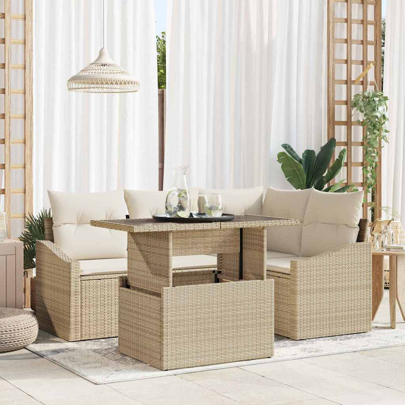 Set de canapele pentru grădină 5 buc. Bej și crem