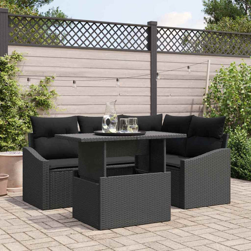 Set de canapele pentru grădină 5 buc. Negru