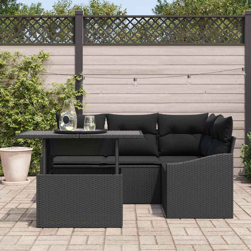 Set de canapele pentru grădină 5 buc. Negru