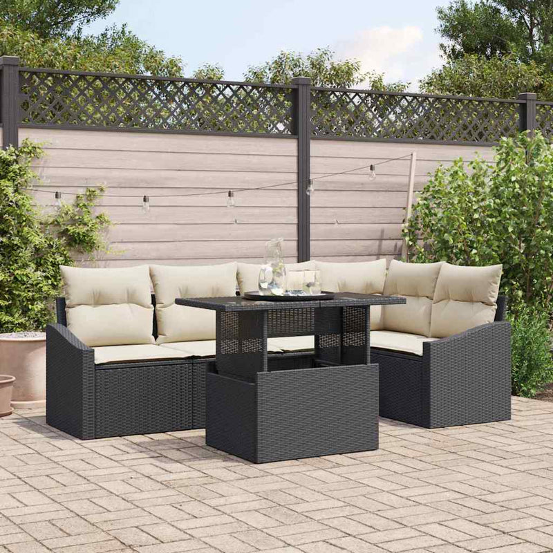 Set de canapele pentru grădină 6 buc. Negru și Crem