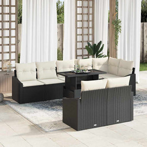 Set de canapele pentru grădină 9 buc. Negru și Crem