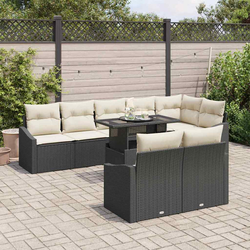 Set de canapele pentru grădină 9 buc. Negru și Crem