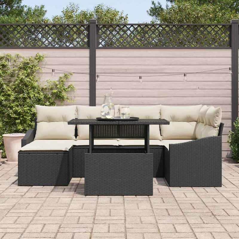 Set de canapele pentru grădină 7 buc. Negru și Crem