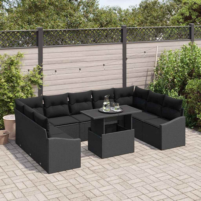 Set de canapele pentru grădină 10 buc. Negru