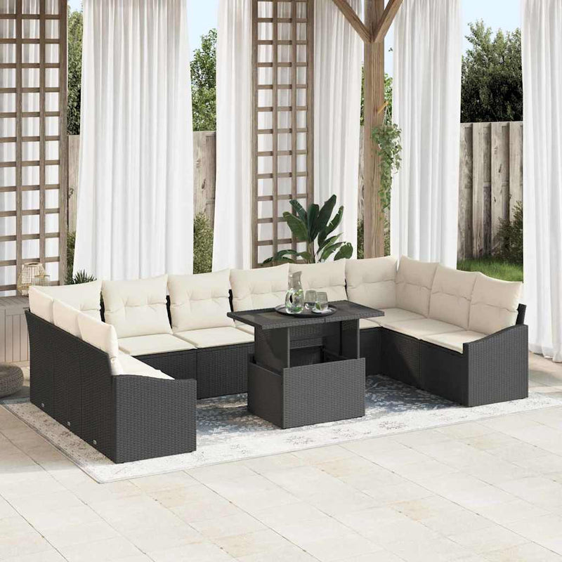 Set de canapele pentru grădină 11 buc. Negru și Crem