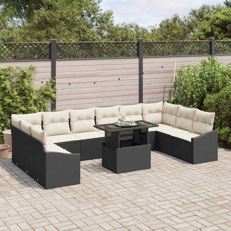 Set de canapele pentru grădină 11 buc. Negru și Crem
