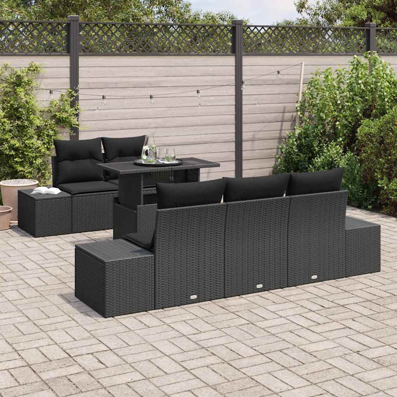 Set de canapele pentru grădină 6 buc. Negru