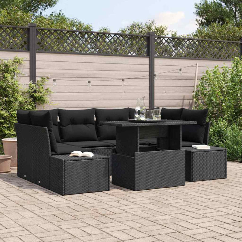 Set de canapele pentru grădină 7 buc. Negru