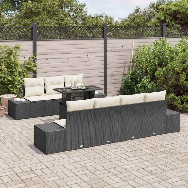 Set de canapele pentru grădină 8 buc. Negru și Crem