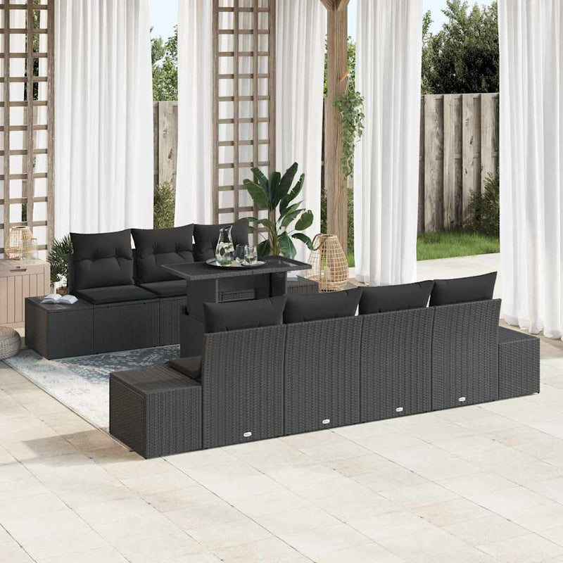 Set de canapele pentru grădină 8 buc. Negru