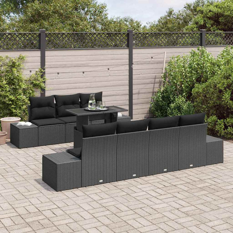 Set de canapele pentru grădină 8 buc. Negru