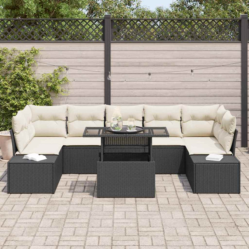 Set de canapele pentru grădină 8 buc. Negru și Crem