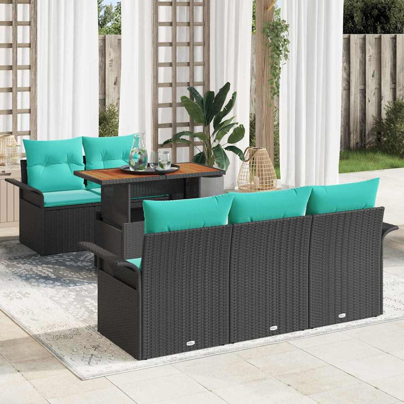 Set de canapele pentru grădină 6 buc. Negru Rattan poli