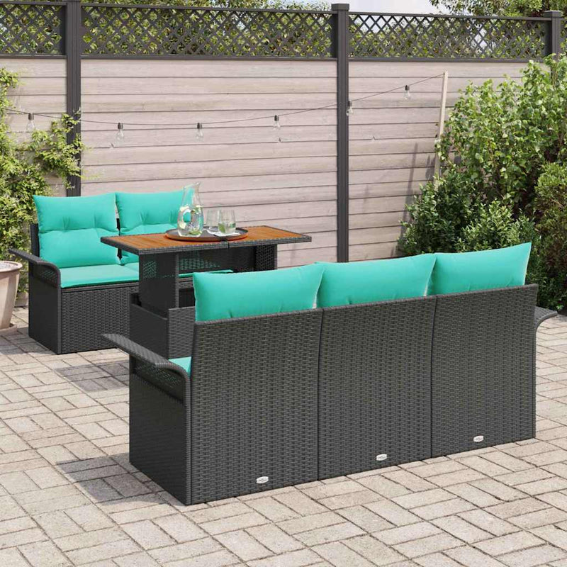 Set de canapele pentru grădină 6 buc. Negru Rattan poli