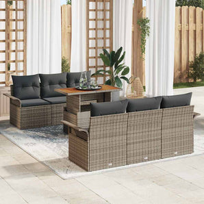 Set de canapele pentru grădină 7 buc. Gri Rattan poli