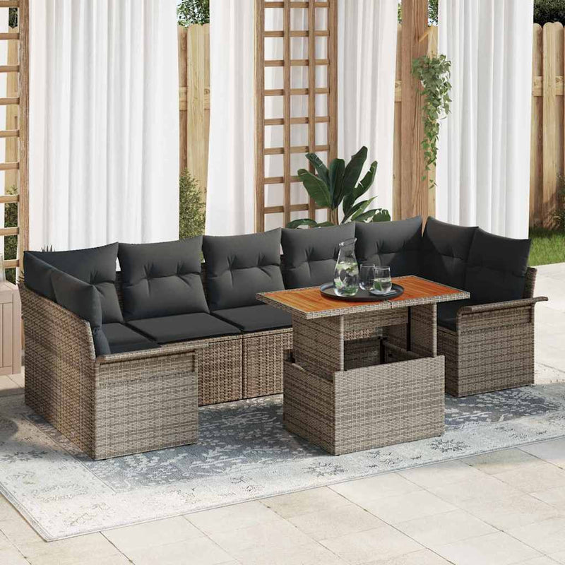 Set de canapele pentru grădină 8 buc. Gri Rattan poli
