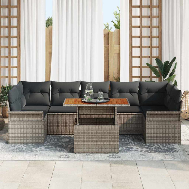 Set de canapele pentru grădină 8 buc. Gri Rattan poli