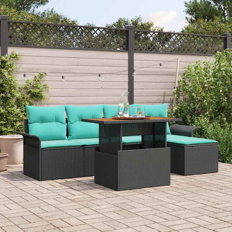 Set de canapele pentru grădină 6 buc. Negru Rattan poli
