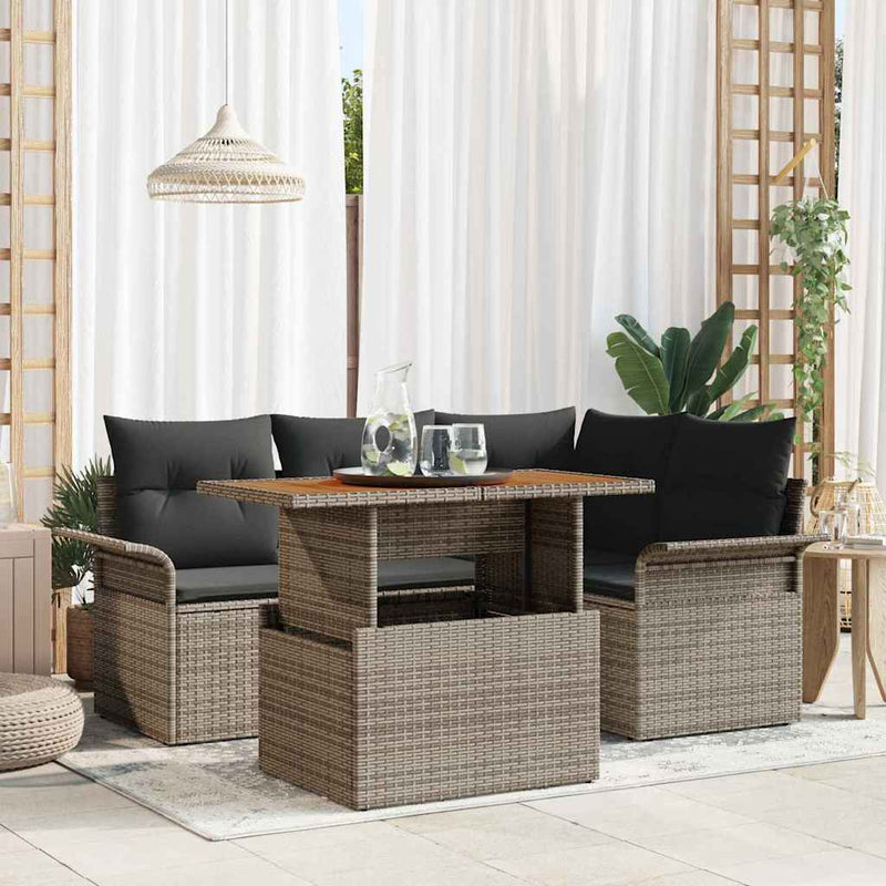 Set de canapele pentru grădină 5 buc. Gri Rattan poli