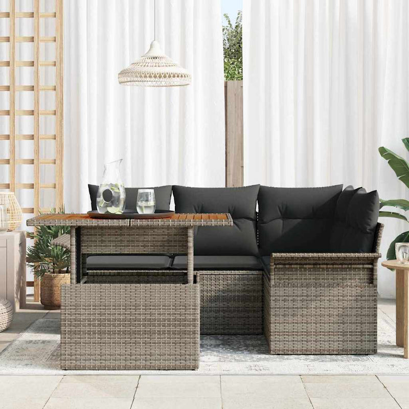 Set de canapele pentru grădină 5 buc. Gri Rattan poli
