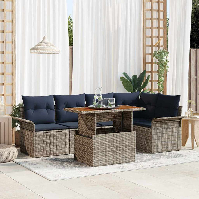 Set de canapele pentru grădină 6 buc. Gri Rattan poli