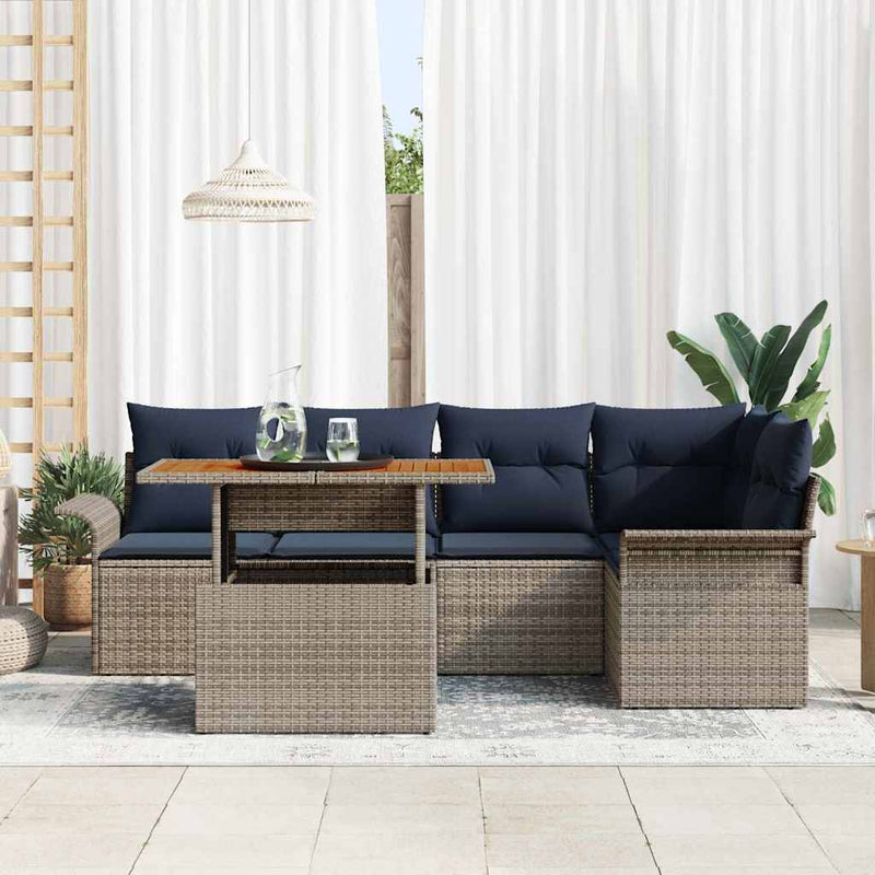 Set de canapele pentru grădină 6 buc. Gri Rattan poli