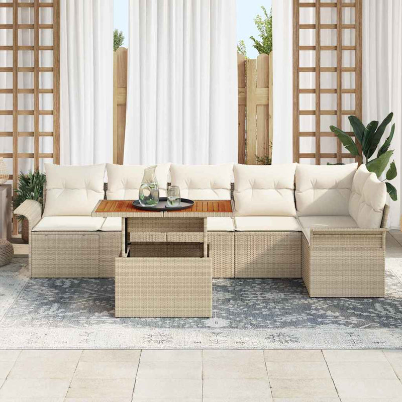 Set de canapele pentru grădină 7 buc. Bej Rattan poli