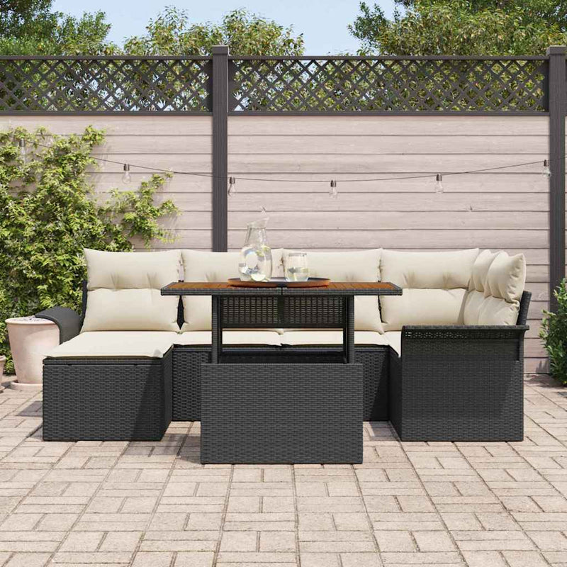 Set de canapele pentru grădină 7 buc. Negru Rattan poli