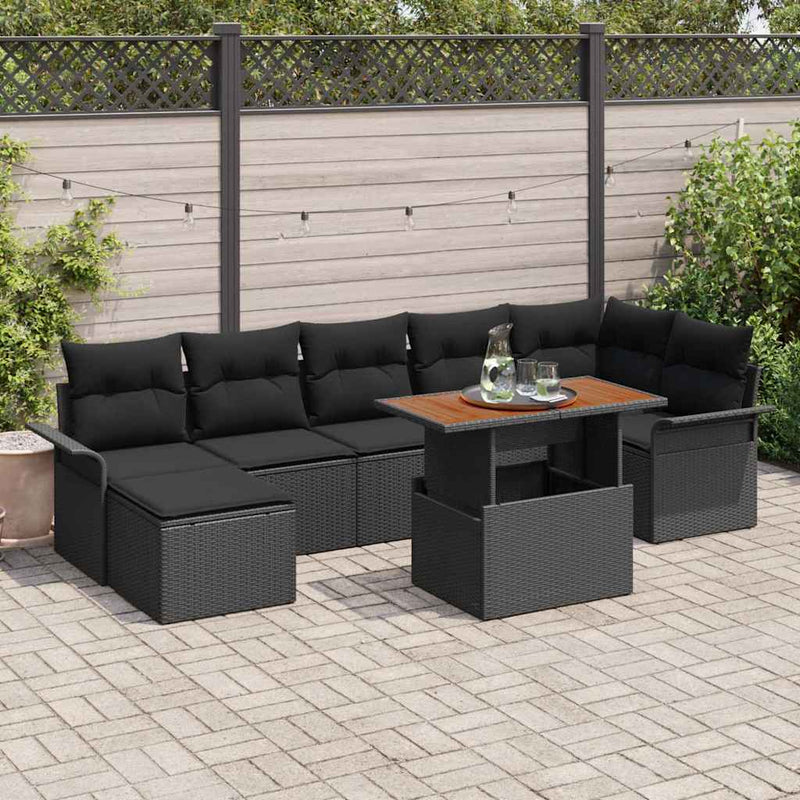 Set de canapele pentru grădină 8 buc. Negru Rattan poli