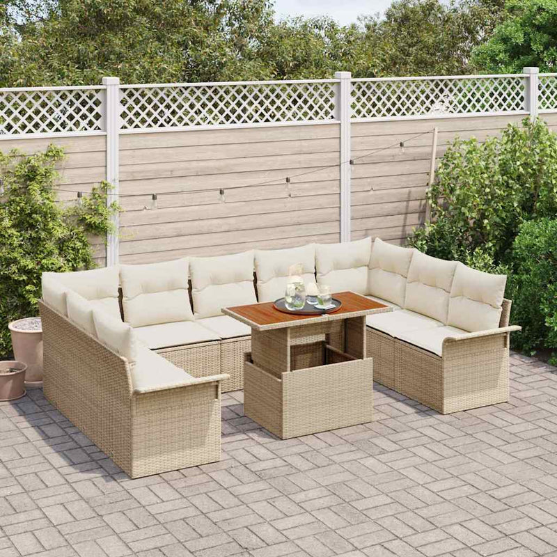 Set de canapele pentru grădină 10 buc. Bej Rattan poli