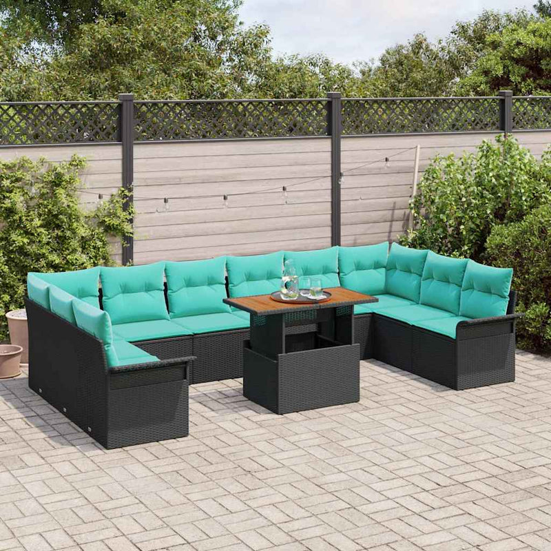 Set de canapele pentru grădină 9 buc. Negru Rattan poli