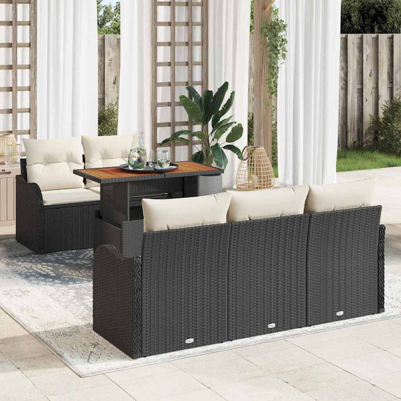 Set de canapele pentru grădină 6 buc. Negru Rattan poli