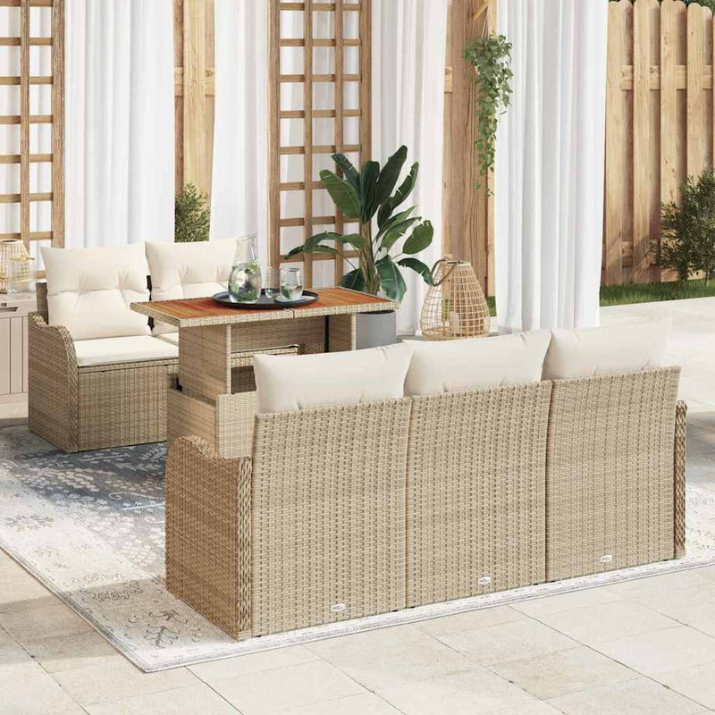 Set de canapele pentru grădină 6 buc. Bej Rattan poli
