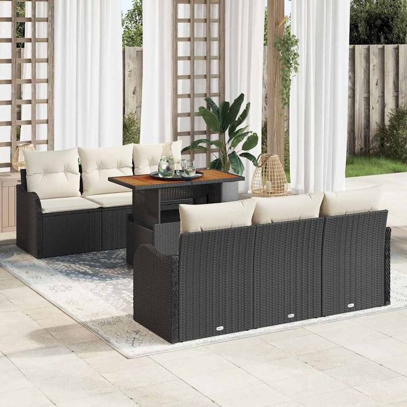 Set de canapele pentru grădină 7 buc. Negru Rattan poli
