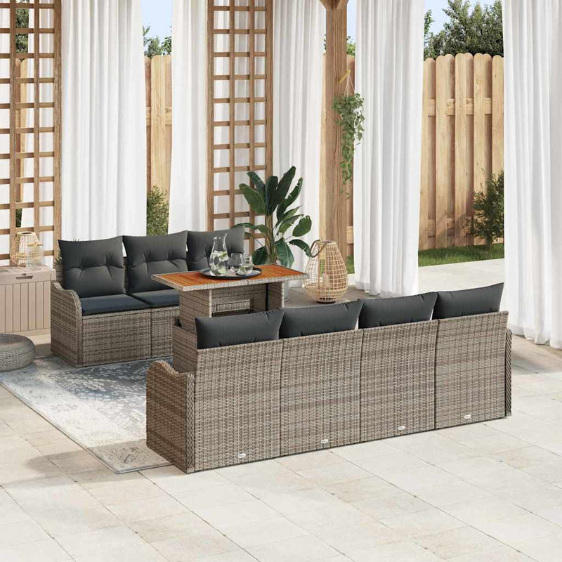 Set de canapele pentru grădină 8 buc. Gri Rattan poli