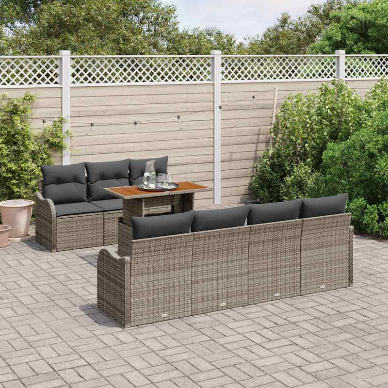Set de canapele pentru grădină 8 buc. Gri Rattan poli