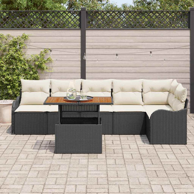 Set de canapele pentru grădină 7 buc. Negru Rattan poli