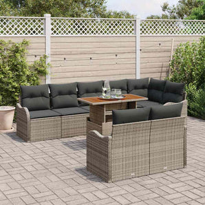 Set de canapele pentru grădină 9 buc. Gri Rattan poli