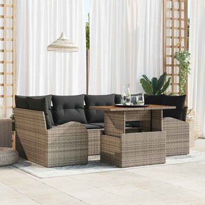 Set de canapele pentru grădină 7 buc. Gri Rattan poli