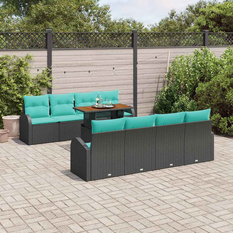 Set de canapele pentru grădină 9 buc. Negru Rattan poli
