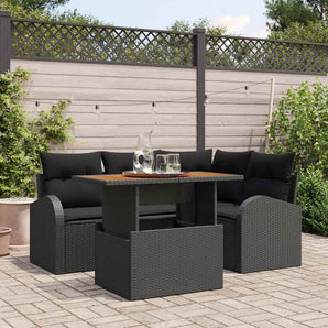 Set de canapele pentru grădină 5 buc. Negru Rattan poli