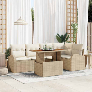 Set de canapele pentru grădină 6 buc. Bej Rattan poli