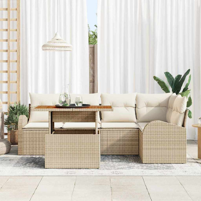 Set de canapele pentru grădină 6 buc. Bej Rattan poli