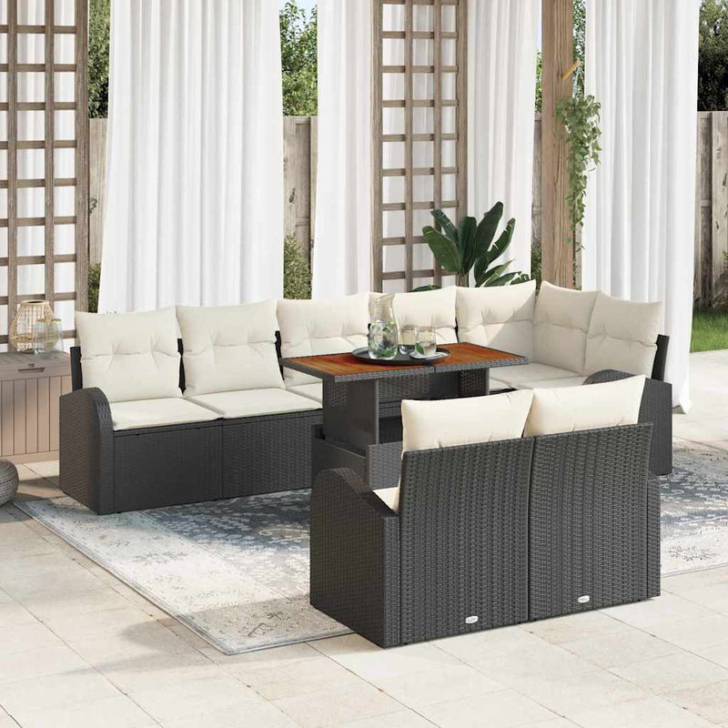 Set de canapele pentru grădină 9 buc. Negru Rattan poli