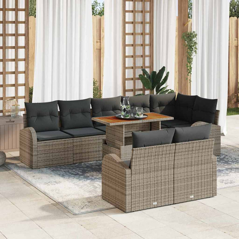 Set de canapele pentru grădină 9 buc. Gri Rattan poli