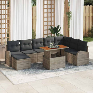 Set de canapele pentru grădină 9 buc. Gri Rattan poli