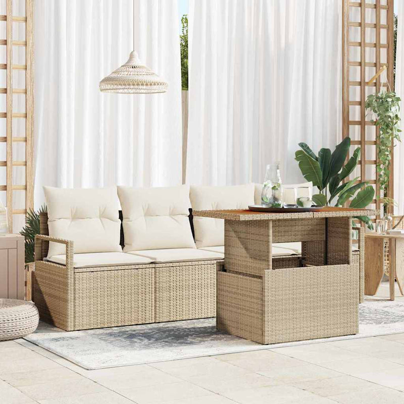 Set de canapele pentru grădină 5 buc. Bej Rattan poli