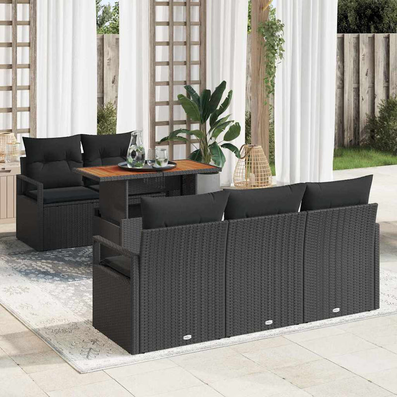 Set de canapele pentru grădină 6 buc. Negru Rattan poli